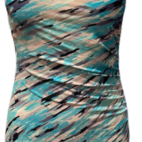 Speedo Turquoise Black Gray Abstract One Piece Bathing Suit Size 10 - Picture 6 of 11